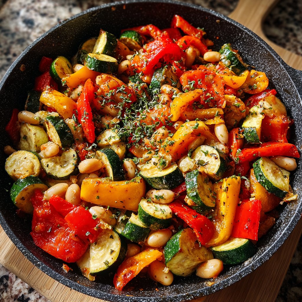 Roasted Veggie White Bean Skillet