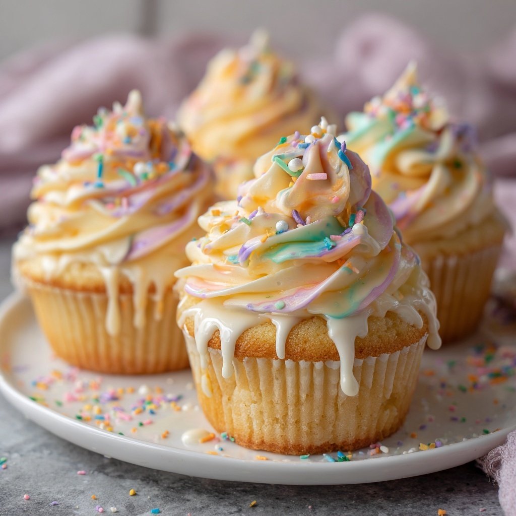 Classic Soft Vanilla Birthday Cupcakes