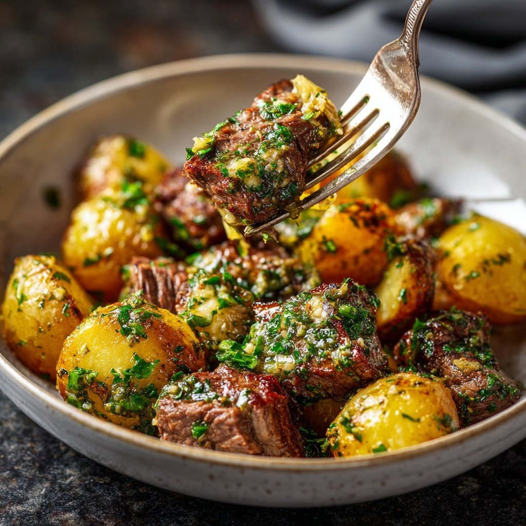 Garlic Butter Steak Bites With Potatoes