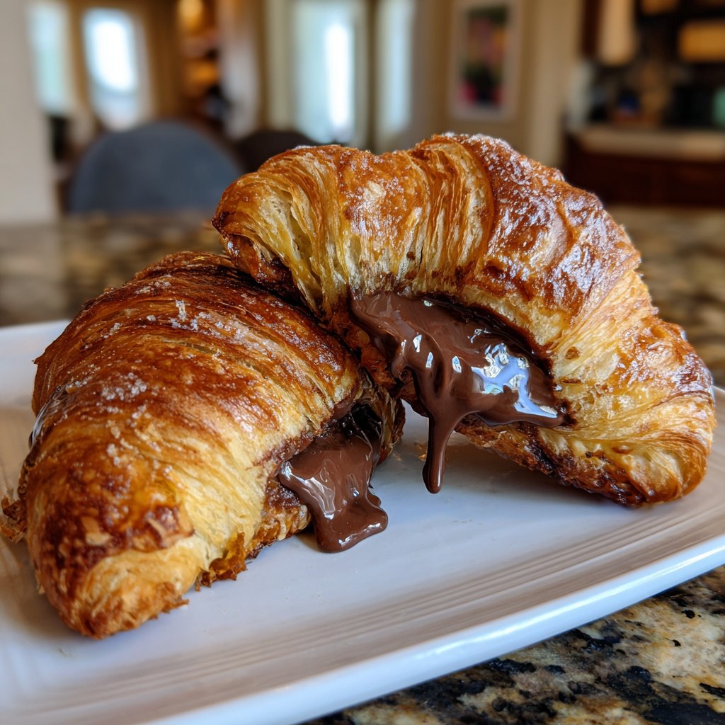Valentines Breakfast Chocolate Croissants