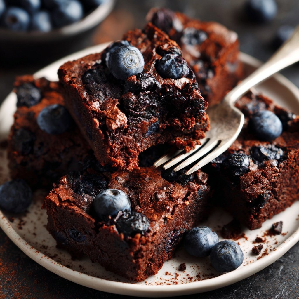 Cottage Cheese Brownies with Blueberries