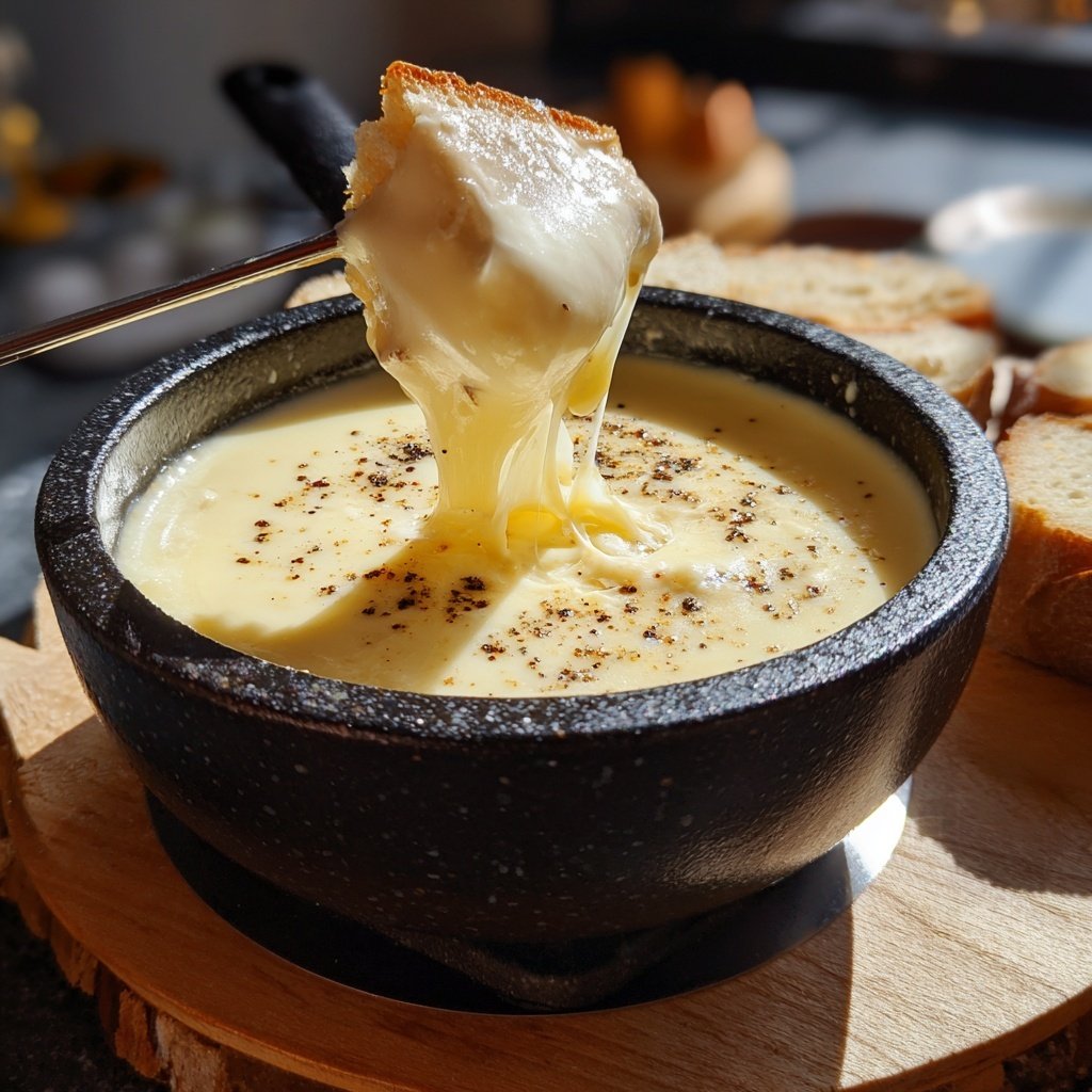 Fondue with Raclette and Cracked Pepper