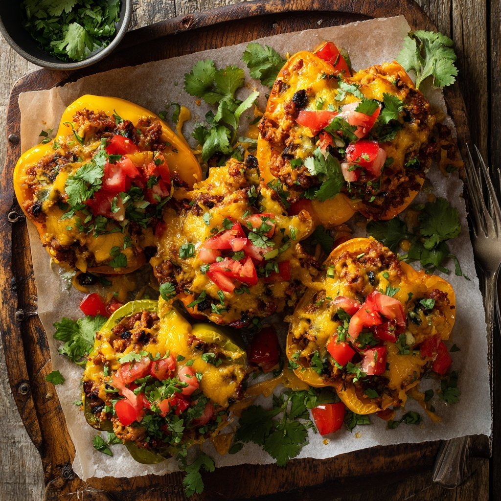 Ground Turkey Taco Stuffed Peppers