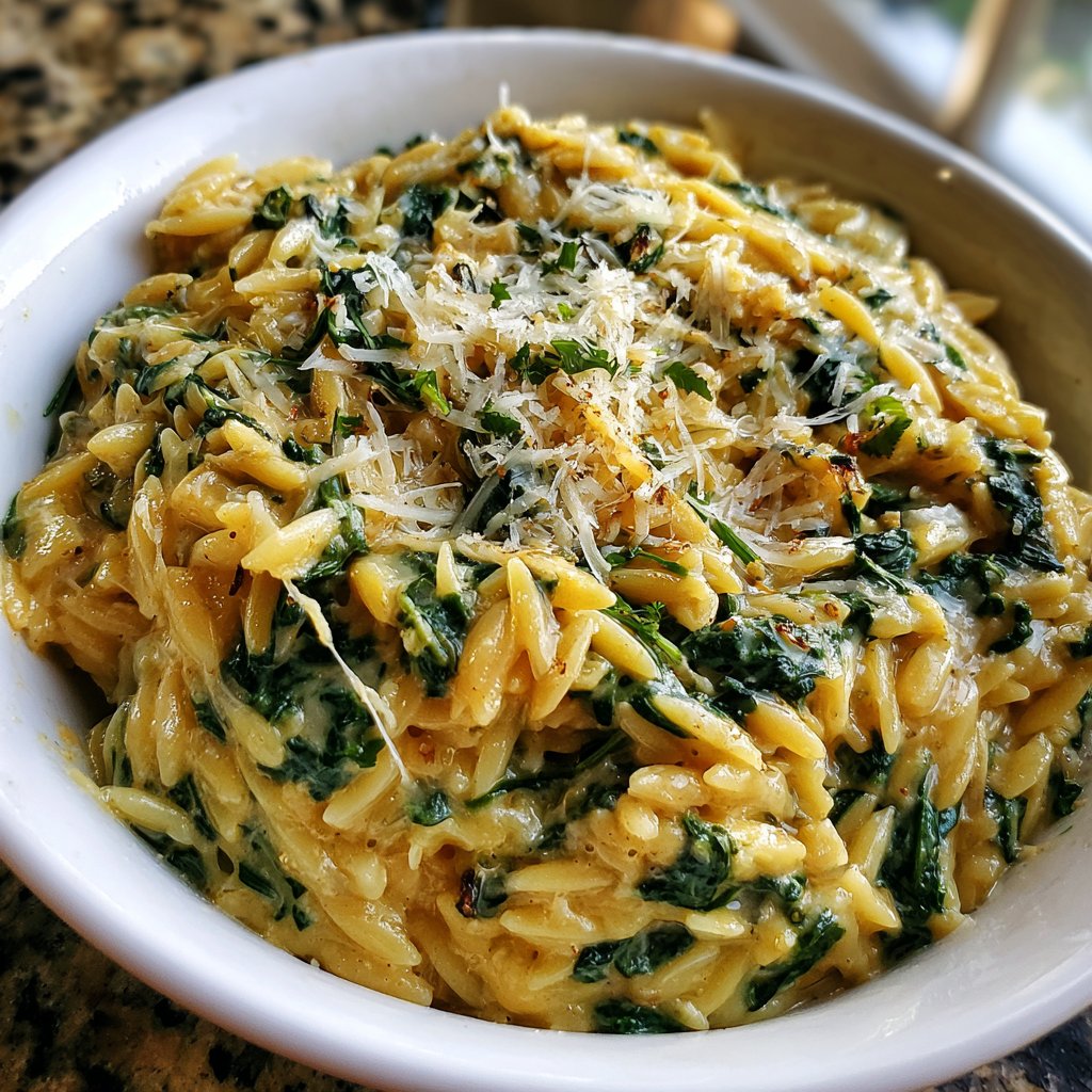 Creamy Spinach Parmesan Orzo