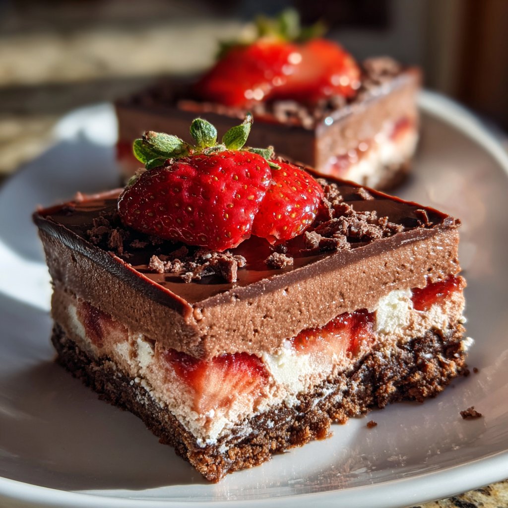 Chocolate Strawberry Cheesecake Bars
