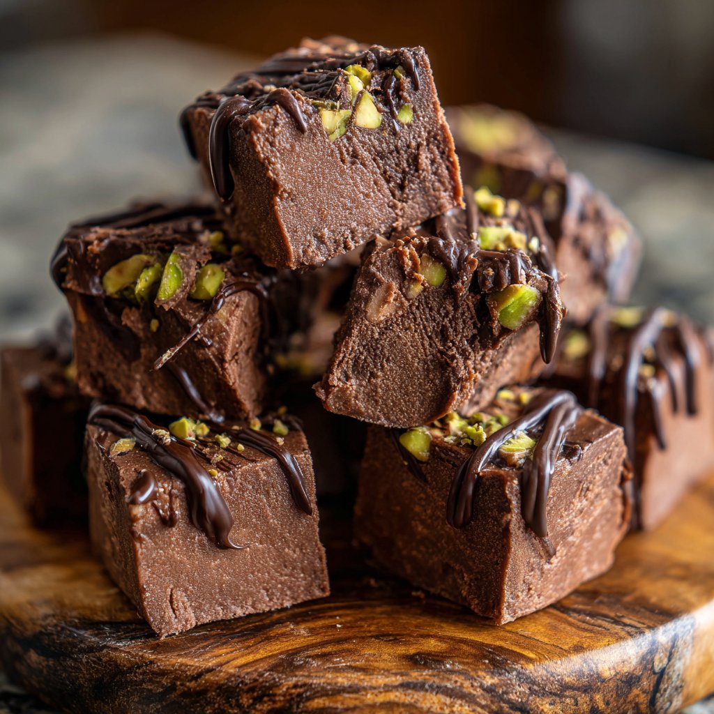 Chocolate Pistachio Fudge Bites