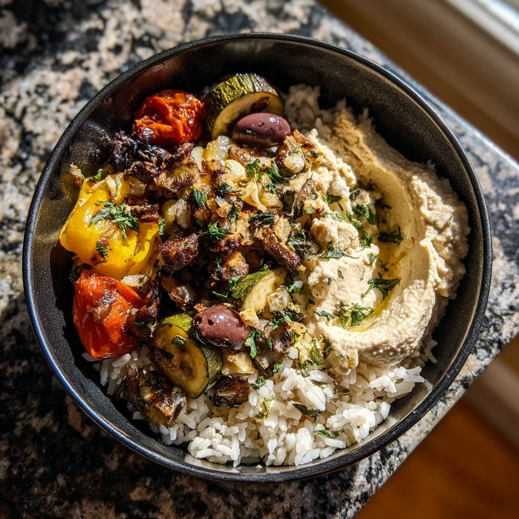 Mediterranean Rice Bowl With Hummus